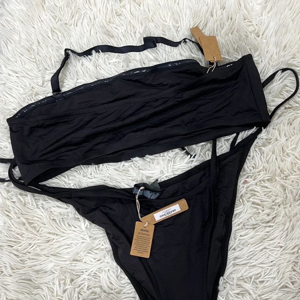 SKIMS SWIM BANDEAU BIKINI TOP and DIPPED TIE BOTTOM